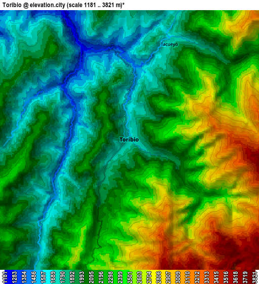 Zoom OUT 2x Toribío, Colombia elevation map