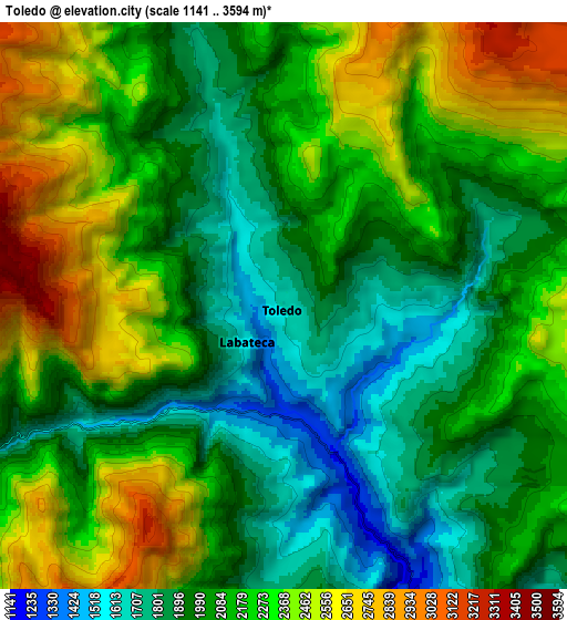 Zoom OUT 2x Toledo, Colombia elevation map