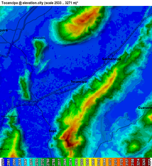 Zoom OUT 2x Tocancipá, Colombia elevation map