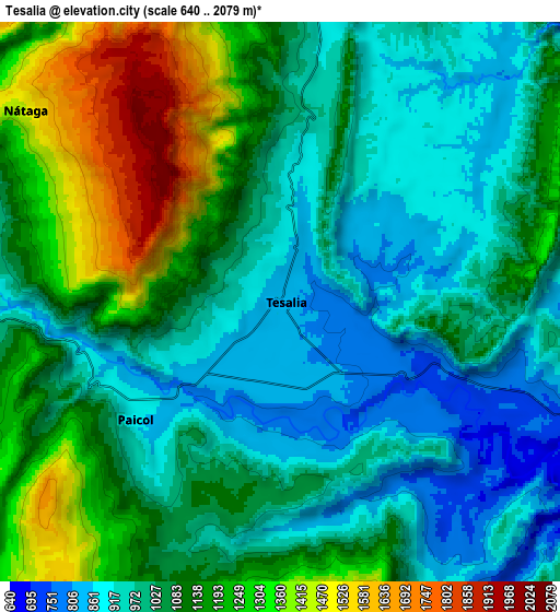 Zoom OUT 2x Tesalia, Colombia elevation map