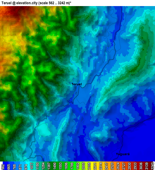 Zoom OUT 2x Teruel, Colombia elevation map