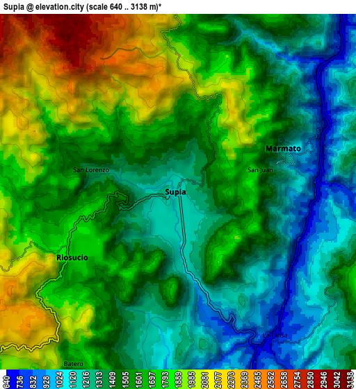 Zoom OUT 2x Supía, Colombia elevation map