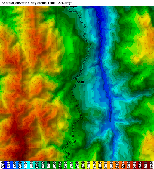 Zoom OUT 2x Soatá, Colombia elevation map