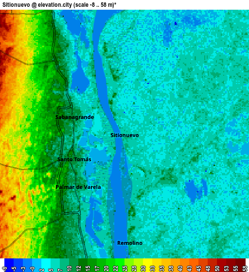 Zoom OUT 2x Sitionuevo, Colombia elevation map
