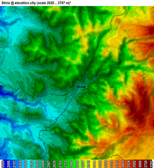 Zoom OUT 2x Silvia, Colombia elevation map