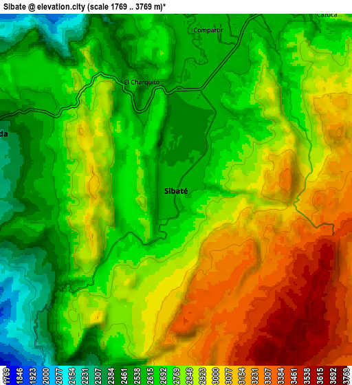 Zoom OUT 2x Sibaté, Colombia elevation map