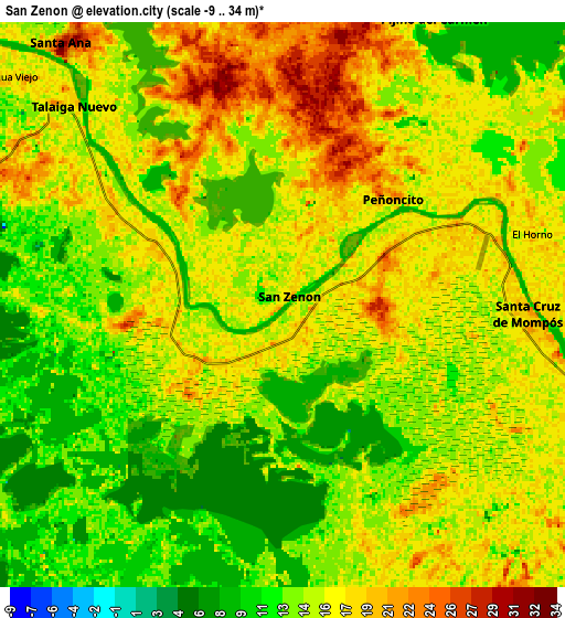 Zoom OUT 2x San Zenón, Colombia elevation map