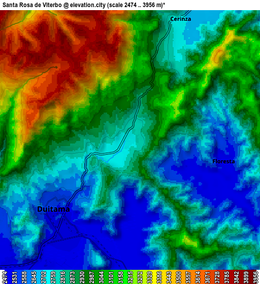 Zoom OUT 2x Santa Rosa de Viterbo, Colombia elevation map