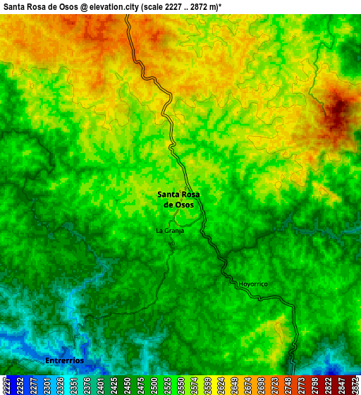 Zoom OUT 2x Santa Rosa de Osos, Colombia elevation map