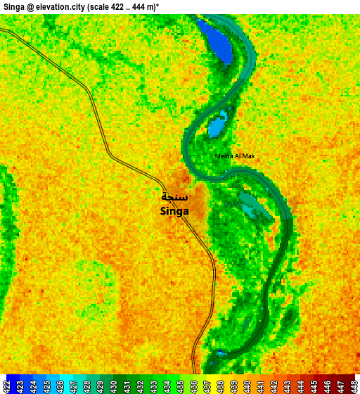 Zoom OUT 2x Singa, Sudan elevation map