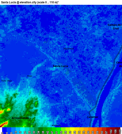 Zoom OUT 2x Santa Lucía, Colombia elevation map