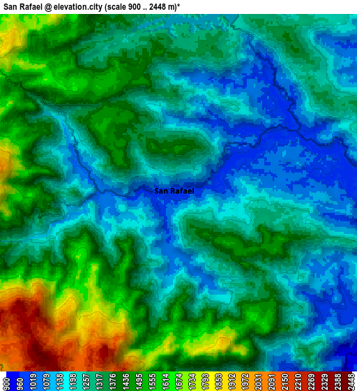 Zoom OUT 2x San Rafael, Colombia elevation map