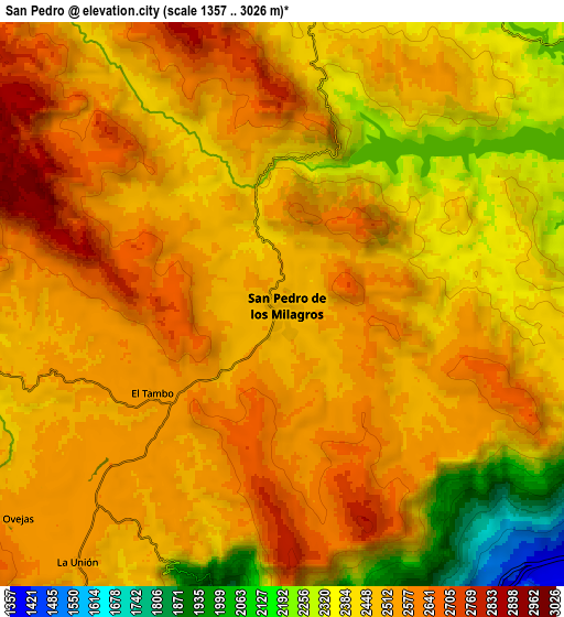 Zoom OUT 2x San Pedro, Colombia elevation map