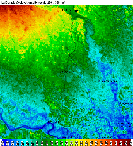 Zoom OUT 2x La Dorada, Colombia elevation map