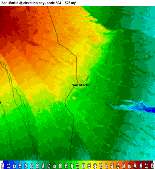 Zoom OUT 2x San Martín, Colombia elevation map