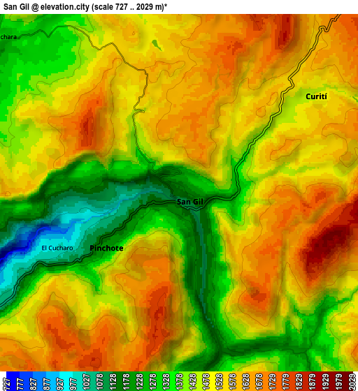 Zoom OUT 2x San Gil, Colombia elevation map
