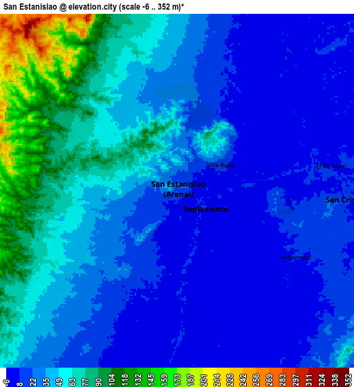 Zoom OUT 2x San Estanislao, Colombia elevation map