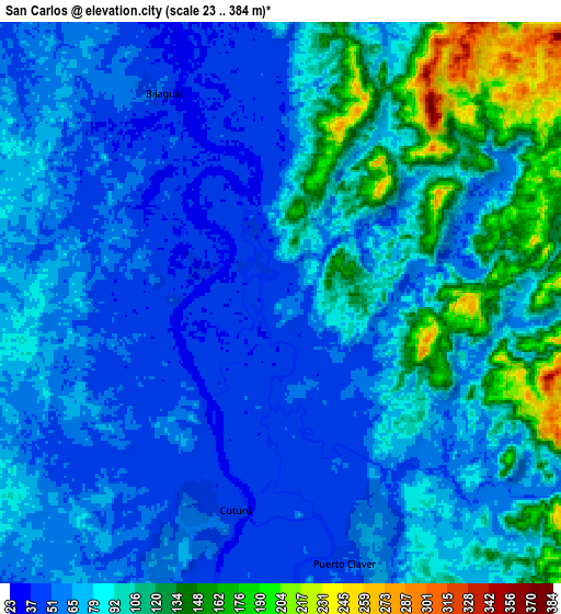 Zoom OUT 2x San Carlos, Colombia elevation map