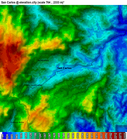 Zoom OUT 2x San Carlos, Colombia elevation map