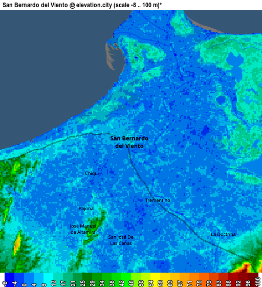 Zoom OUT 2x San Bernardo del Viento, Colombia elevation map