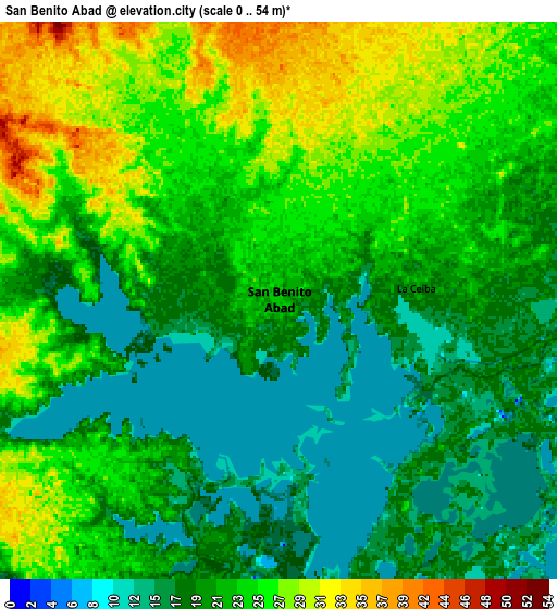 Zoom OUT 2x San Benito Abad, Colombia elevation map