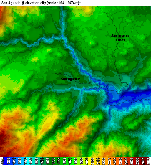 Zoom OUT 2x San Agustín, Colombia elevation map
