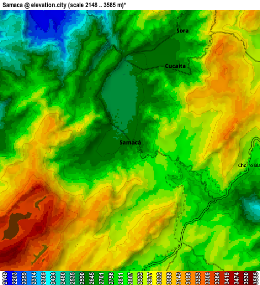 Zoom OUT 2x Samacá, Colombia elevation map