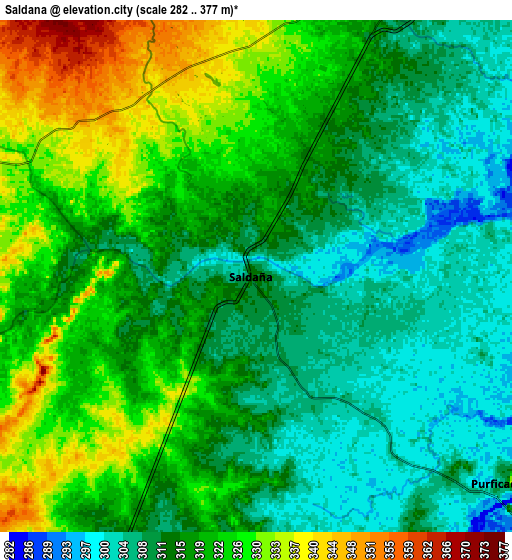 Zoom OUT 2x Saldaña, Colombia elevation map