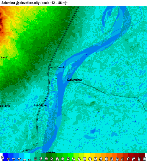 Zoom OUT 2x Salamina, Colombia elevation map