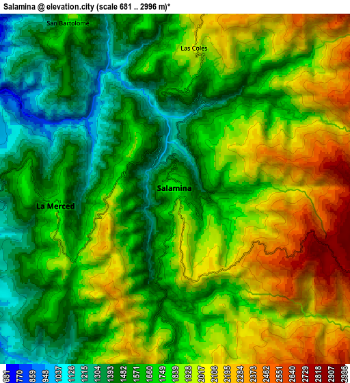 Zoom OUT 2x Salamina, Colombia elevation map