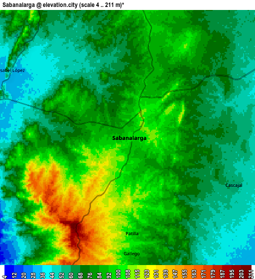 Zoom OUT 2x Sabanalarga, Colombia elevation map