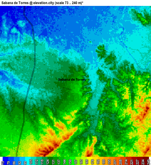 Zoom OUT 2x Sabana de Torres, Colombia elevation map