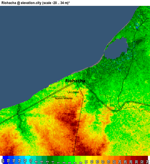 Zoom OUT 2x Riohacha, Colombia elevation map