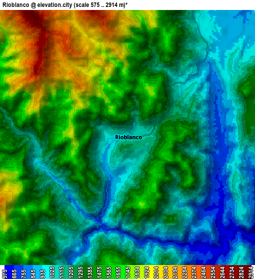 Zoom OUT 2x Rioblanco, Colombia elevation map