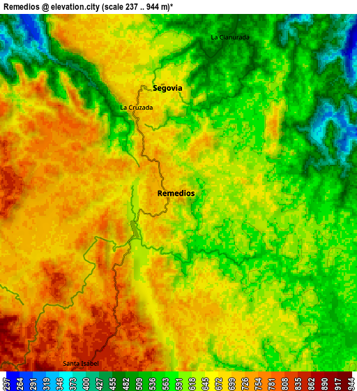 Zoom OUT 2x Remedios, Colombia elevation map