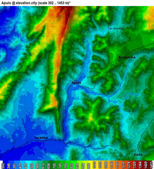 Zoom OUT 2x Apulo, Colombia elevation map