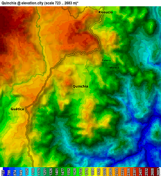 Zoom OUT 2x Quinchía, Colombia elevation map