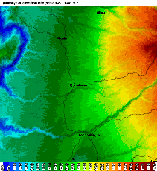 Zoom OUT 2x Quimbaya, Colombia elevation map