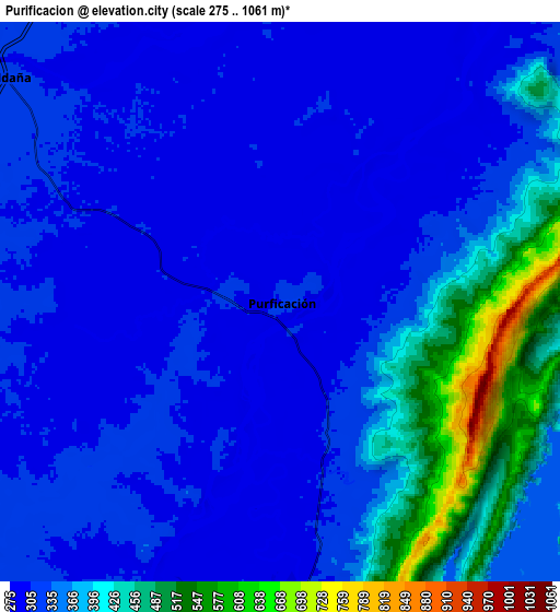 Zoom OUT 2x Purificación, Colombia elevation map