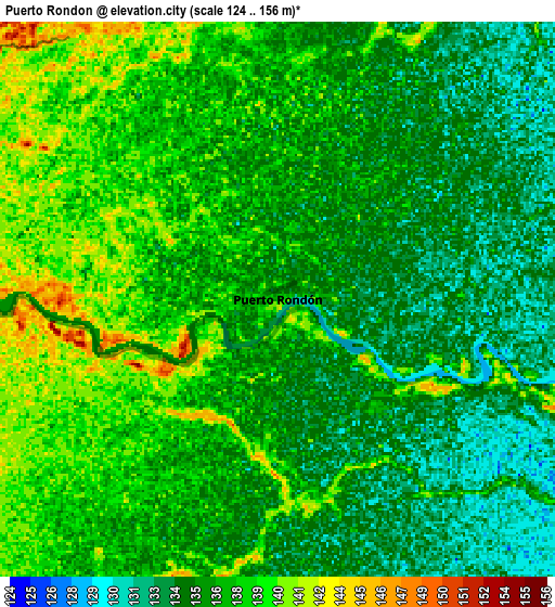 Zoom OUT 2x Puerto Rondón, Colombia elevation map