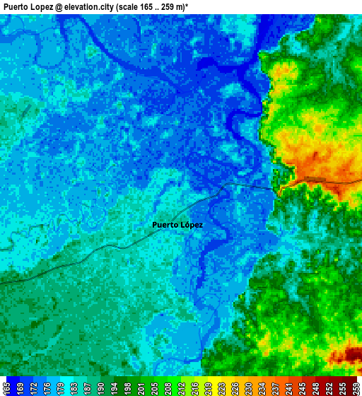 Zoom OUT 2x Puerto López, Colombia elevation map