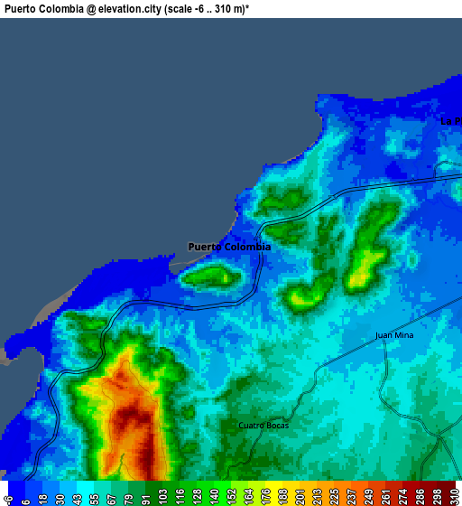 Zoom OUT 2x Puerto Colombia, Colombia elevation map