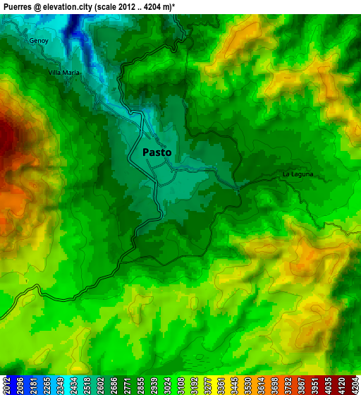 Zoom OUT 2x Puerres, Colombia elevation map