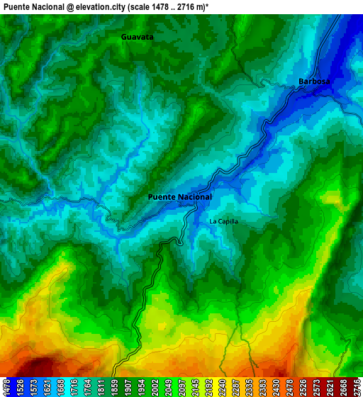 Zoom OUT 2x Puente Nacional, Colombia elevation map