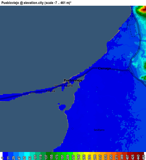 Zoom OUT 2x Puebloviejo, Colombia elevation map