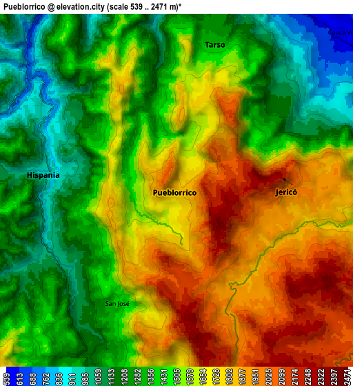 Zoom OUT 2x Pueblorrico, Colombia elevation map