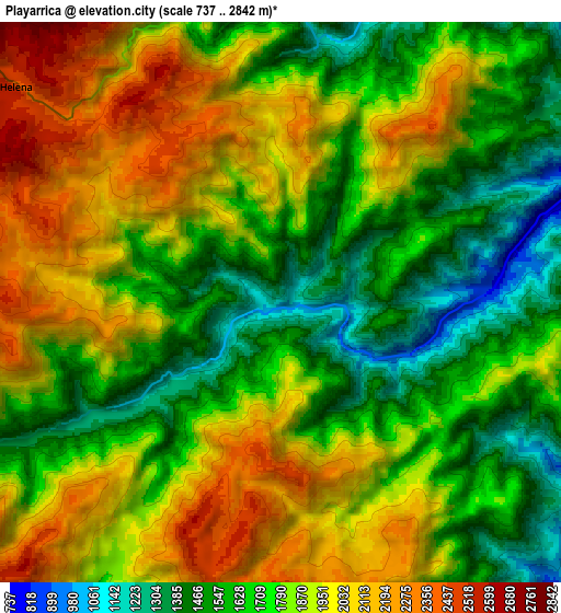 Zoom OUT 2x Playarrica, Colombia elevation map