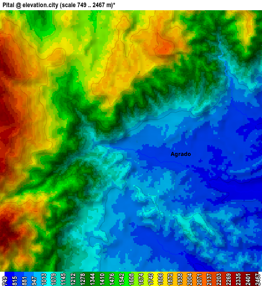 Zoom OUT 2x Pital, Colombia elevation map