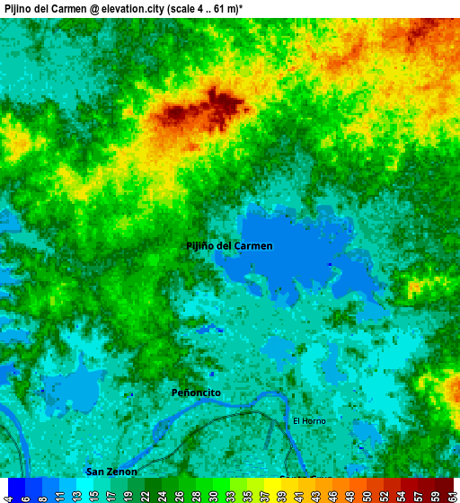 Zoom OUT 2x Pijiño del Carmen, Colombia elevation map