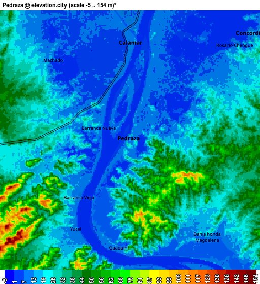 Zoom OUT 2x Pedraza, Colombia elevation map